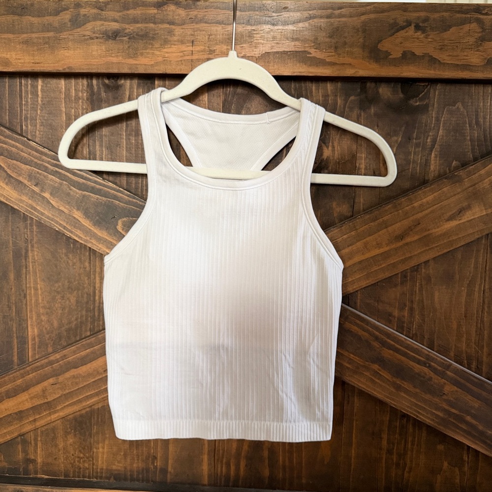 Lululemon Athletica White Ribbed Tank Top